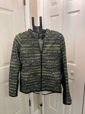 Women’s Hooded Zip Jacket in Black, Gray & Neon Green Nike Thermafit